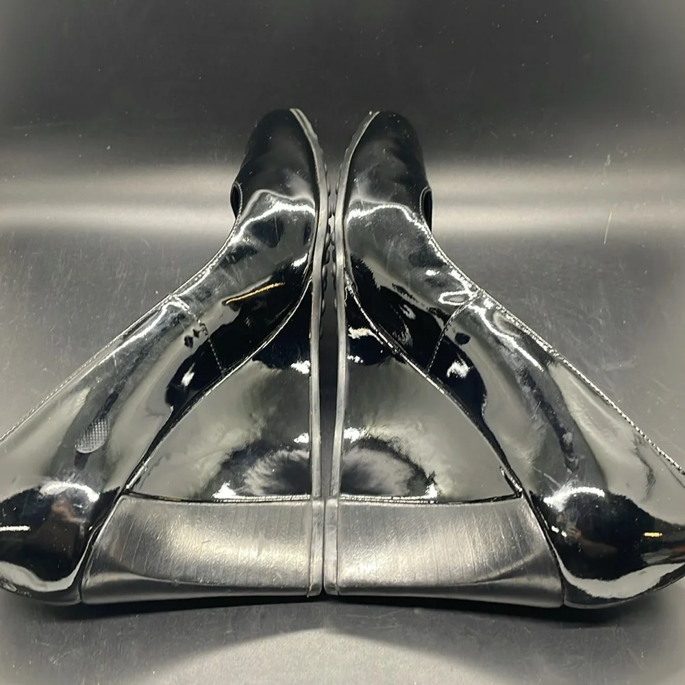 TOD'S Black Patent Leather Wedge Pumps Heels Shoes Size EU 36 1/2 USA 6.5